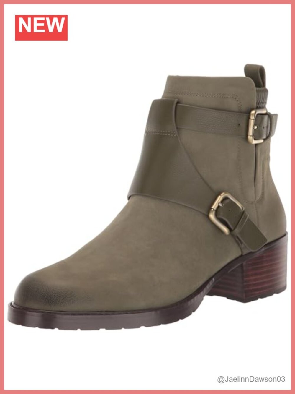 Women's Mid-Calf Leather Boots Round Toe Buckle
